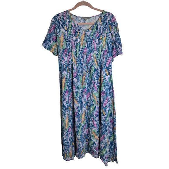 Woman Within Floral Maxi Dress Blue Green White Women's Cruise Beach Pool 16 16w - Picture 2 of 9